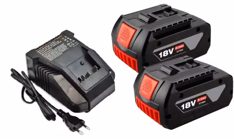 Batteria agli ioni di litio, compatibilità 18V, capacità 8000mAh, caricabatterie per 2 batterie
