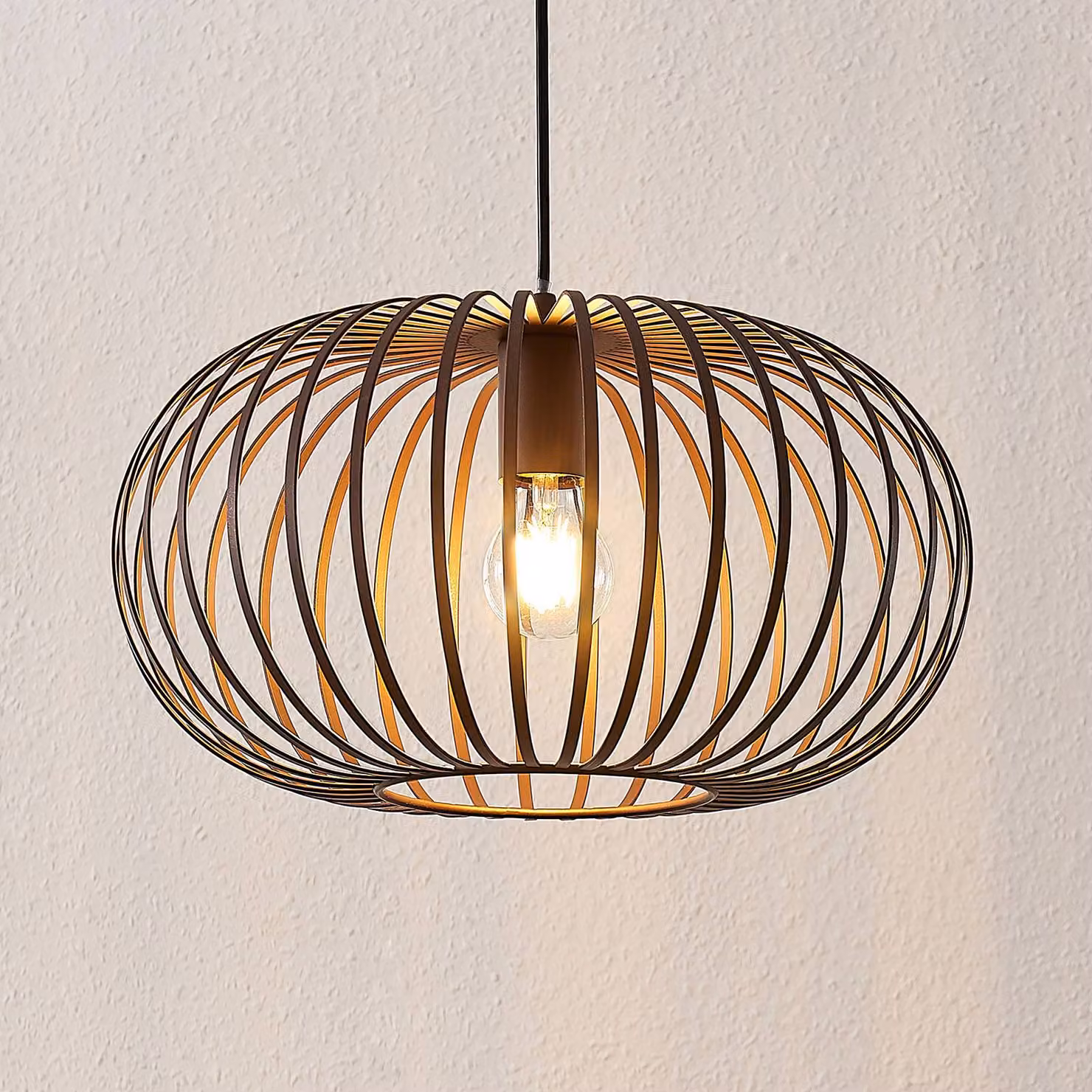 Lampada a sospensione Nahele Lindby, dimmerabile, Soggiorno / Sala da pranzo, Metallo, Vintage, Lampada a sospensione
