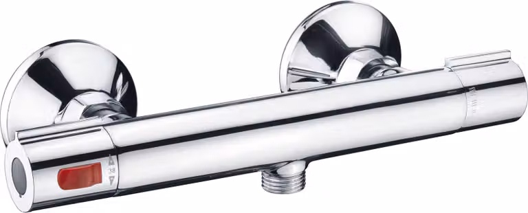 Termostato per miscelatore doccia, in ottone cromato, con tecnologia Cool-Touch, da montare a parete