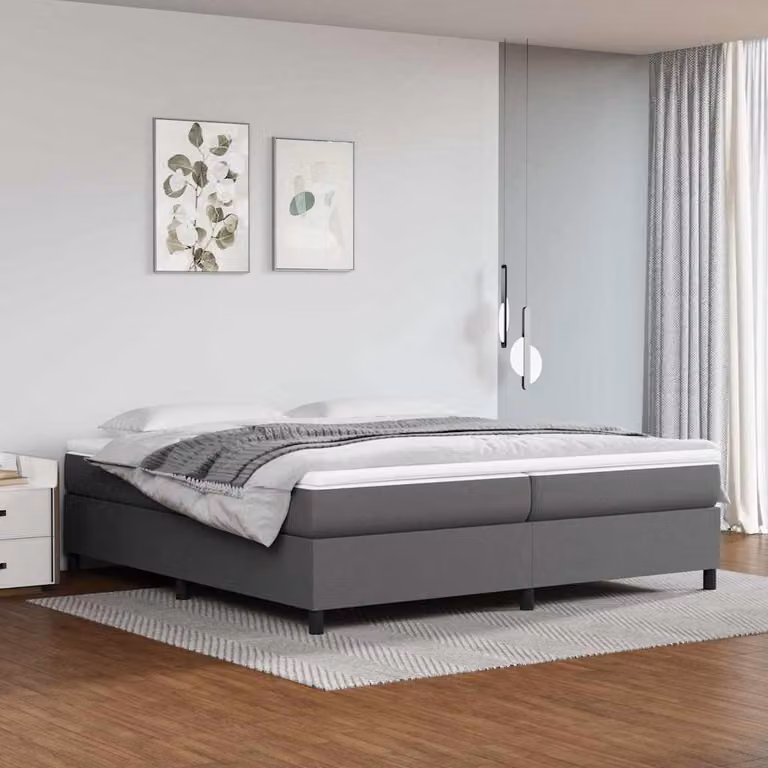 Struttura Letto con Rete a Doghe Cambrate vidaXL in Similpelle Grigio L 200 cm x P 200 cm x H 35 cm