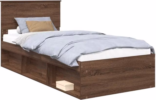 Letto singolo | Letto per adulti | Struttura del letto Rovere Marrone 90 x 200 cm Pino massello