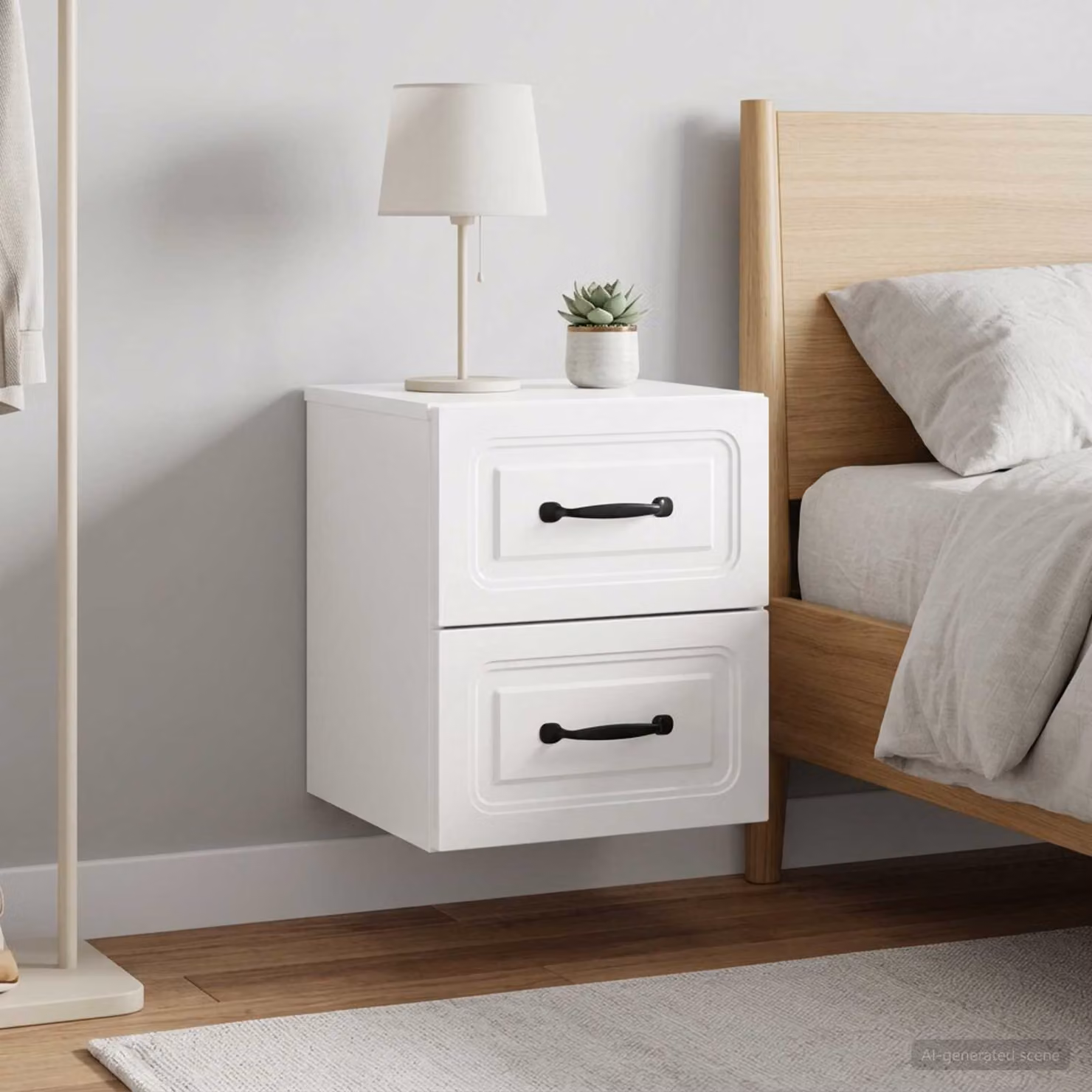 Set di 2 comodini sospesi vidaXL in bianco lucido L 34,5 cm x P 33 cm x H 40 cm
