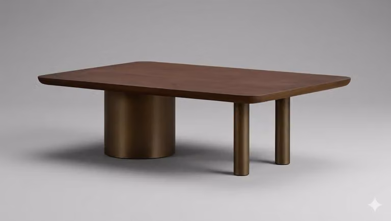 Tavolino moderno di design per soggiorno in legno e metallo