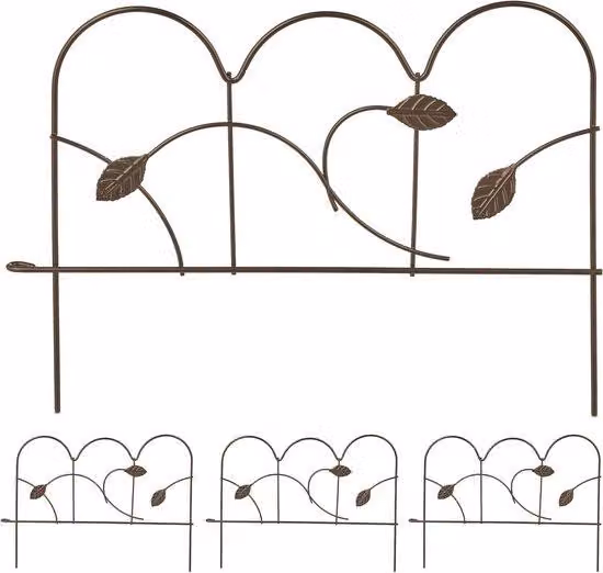 bordi per aiuole in metallo 4 pezzi HxL: 28 x 385 cm ciascuno Recinzione per giardino anteriore bassa per il terreno Bronzo.