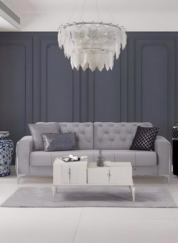 Dreisitzer Sofa 3 Sitzer Polstersofa Grau Couch Sofa Stoffsofa Modern