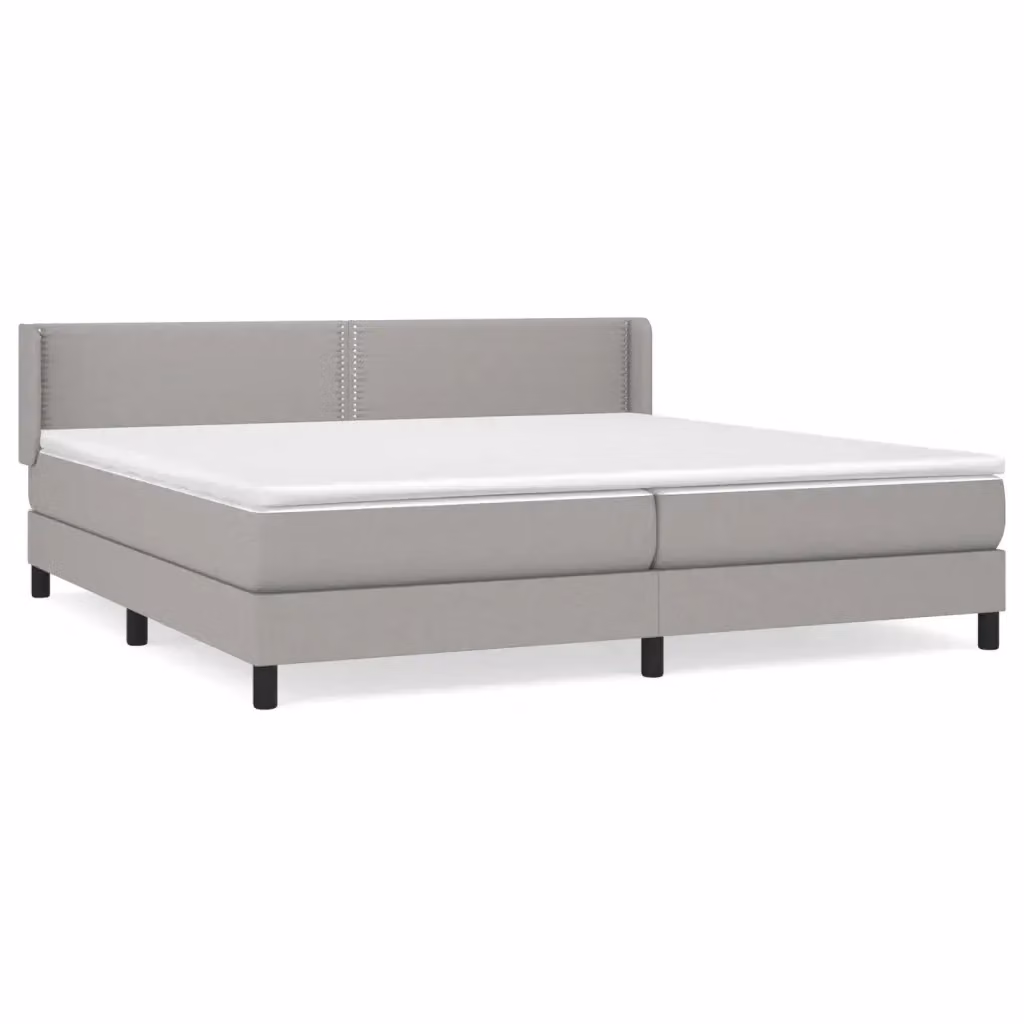 vidaXL Giroletto a Molle con Materasso Ibrido in Tessuto Grigio Chiaro e Bianco 200 x 200 cm – 2
