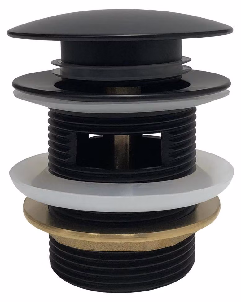 CERANO - Scarico per vasca - click-clack con troppopieno - 6/4" - nero opaco