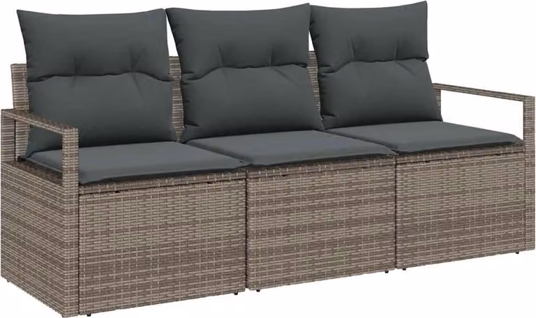 Set di divani 3 pcs Grigio polyrattan