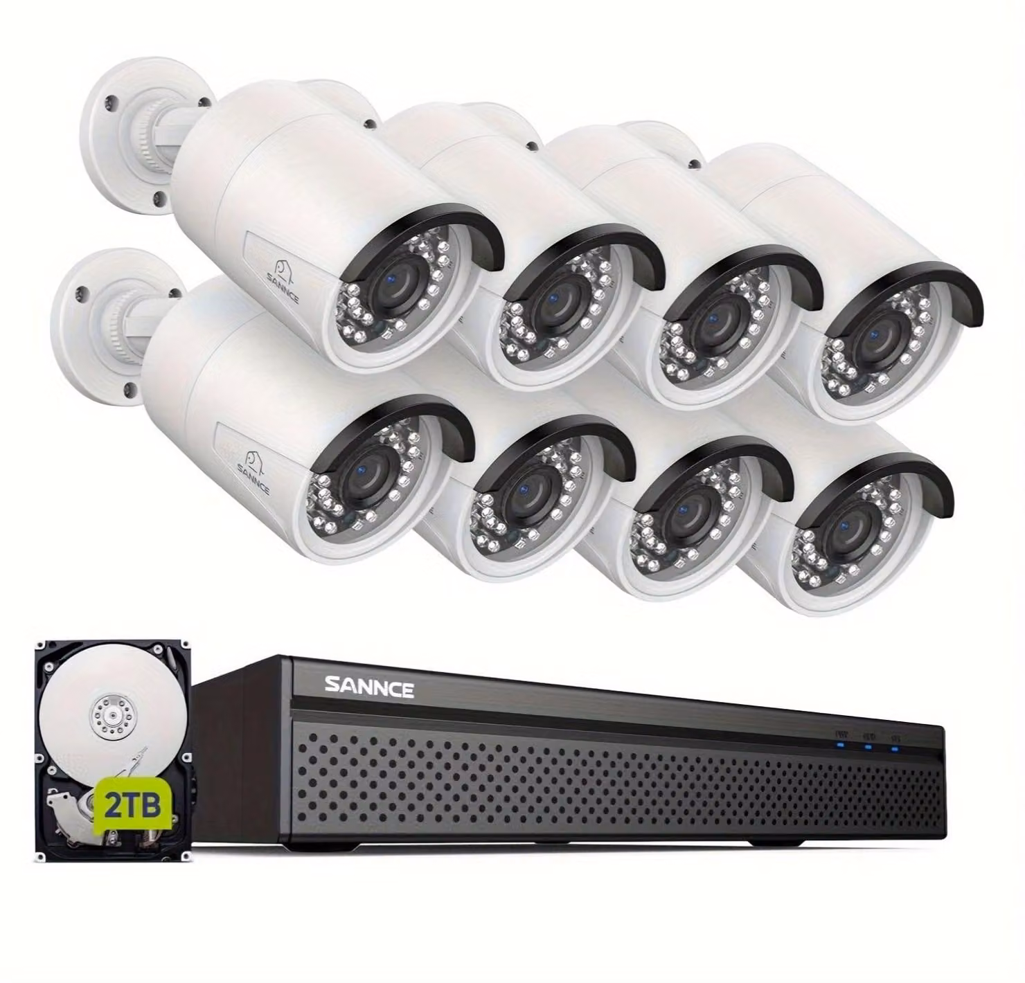 Kit di videosorveglianza a 8 canali - Set di telecamere di sicurezza - Telecamere CCTV - Sistema di videosorveglianza - Versione con hard disk da 2TB