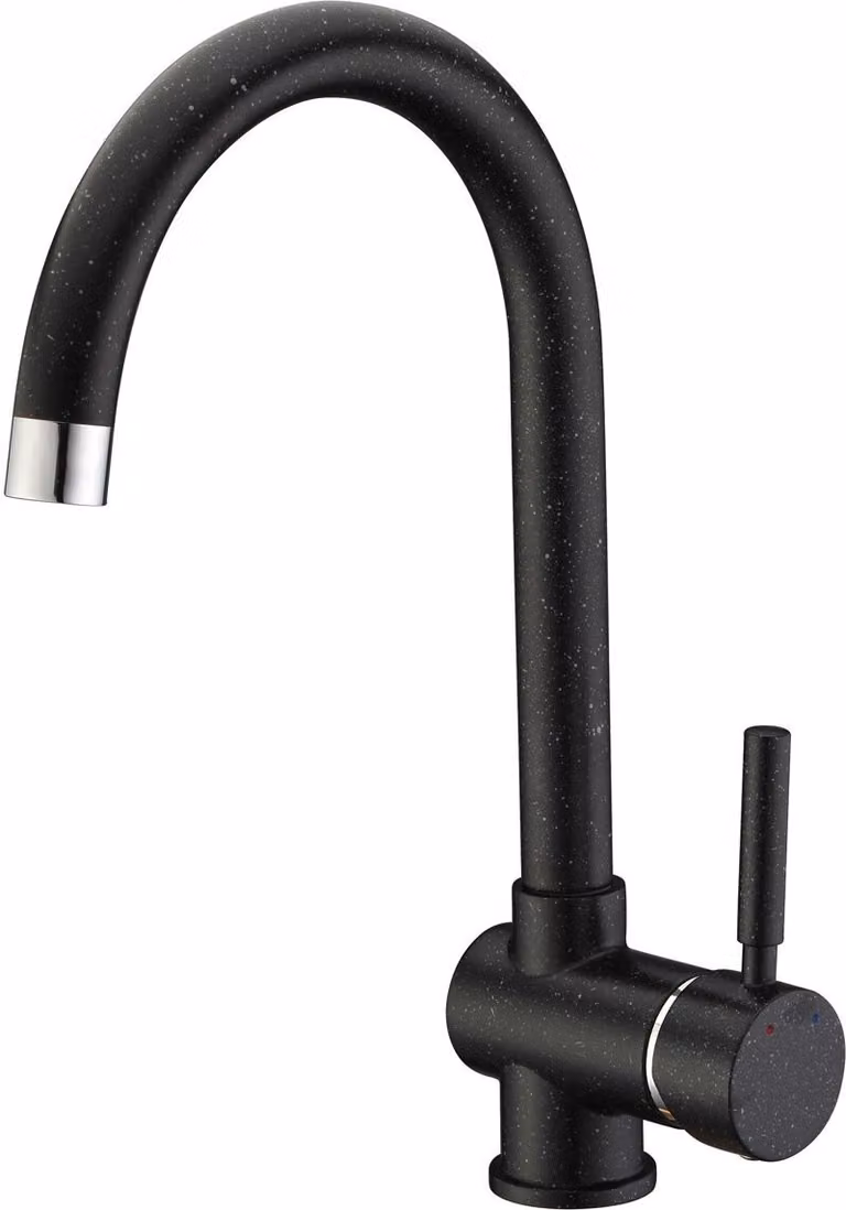 Miscelatore verticale di design per lavello con bocca a U in granito nero