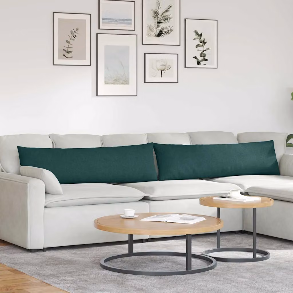 Set di 2 cuscini da divano vidaXL in tessuto verde con fodera rimovibile, L 145 x P 40 x H 40 cm