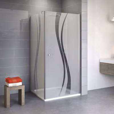 Porta doccia SCHULTE con parete laterale e anta a battente, modello Alexa Style 2.0 ExpressPlus, dimensioni 90 x 90 x 192 cm, profilo in alluminio, vetro decorato "Lian"