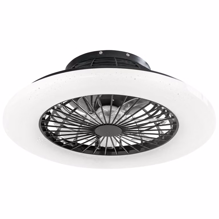 Lampada da soffitto con ventilatore Storm tectake, LED dimmerabile con telecomando e funzione luce notturna, nero