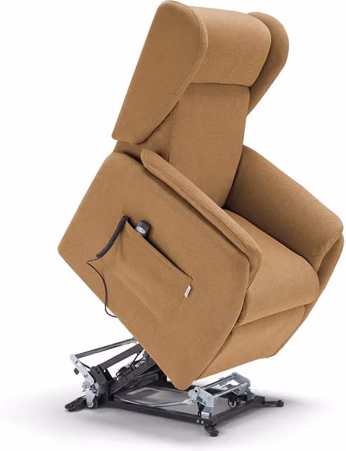 Poltrona relax elettrica Bergere con funzione di sollevamento assistito, modello per anziani e disabili, rivestimento in tessuto, colore Mango