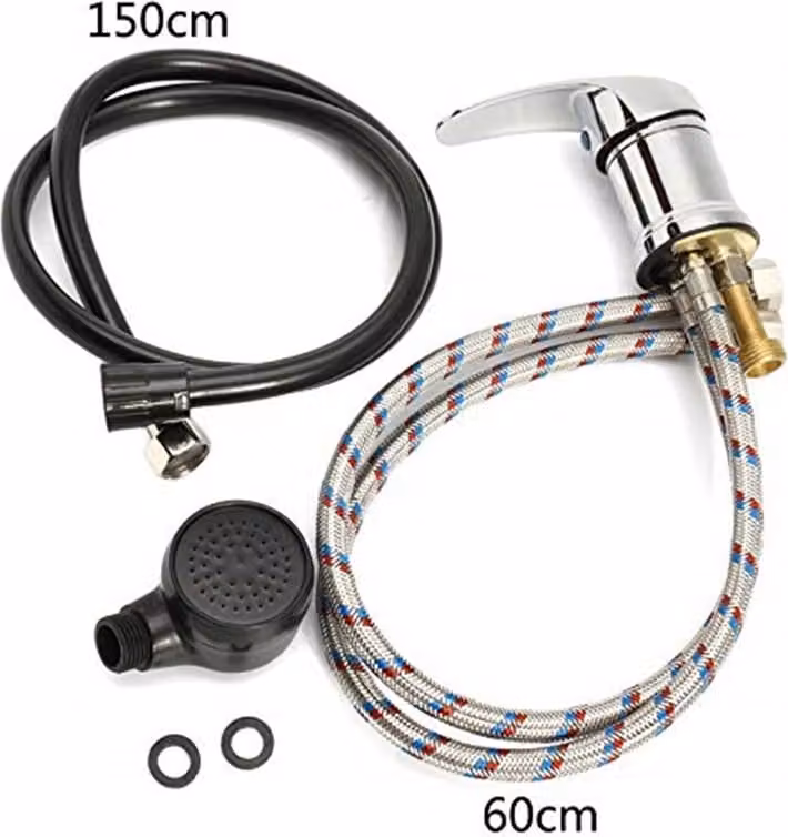 Miscelatore monocomando per parrucchieri set completo rubinetto tubo caldo+freddo