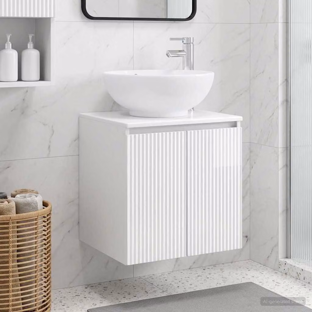 Lavabo da parete moderno vidaXL Bianco Lucido L: 49,5 cm, P: 44,5 cm, H: 65 cm