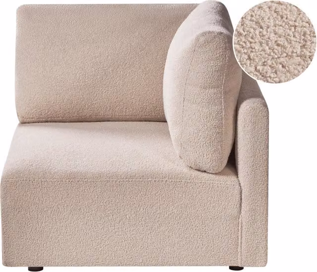 Modulo angolare sinistro Rivestimento in bouclé beige Divano a 1 posto Sezione Soggiorno in stile moderno