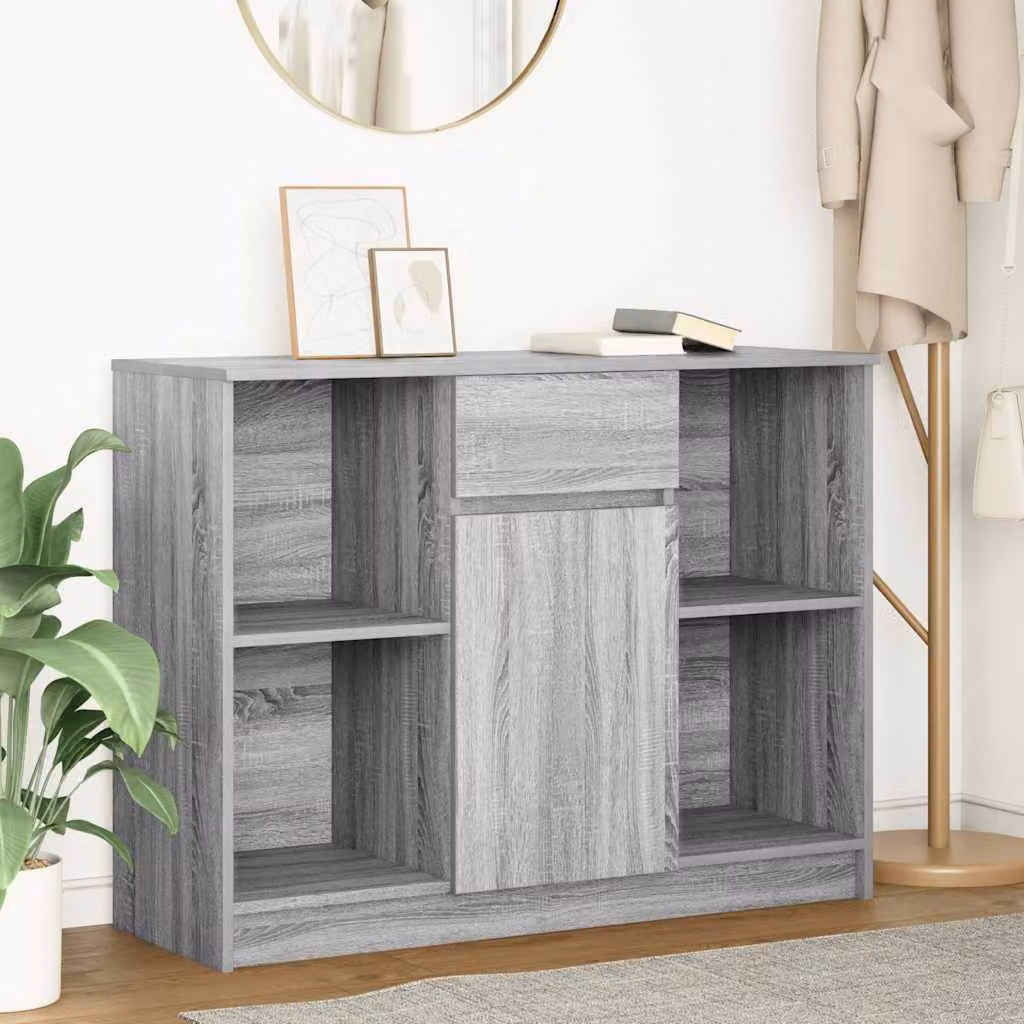 Credenza con Cassetto vidaXL in Grigio Sonoma, L: 101 cm, P: 35 cm, H: 76 cm