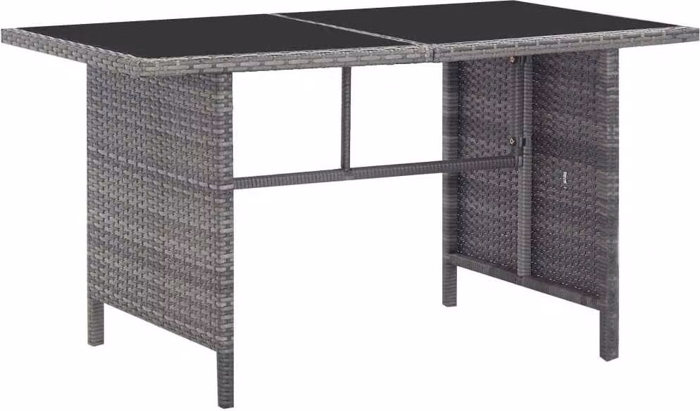 Set da Pranzo da Giardino 5 pz con Cuscini in Polyrattan Grigio