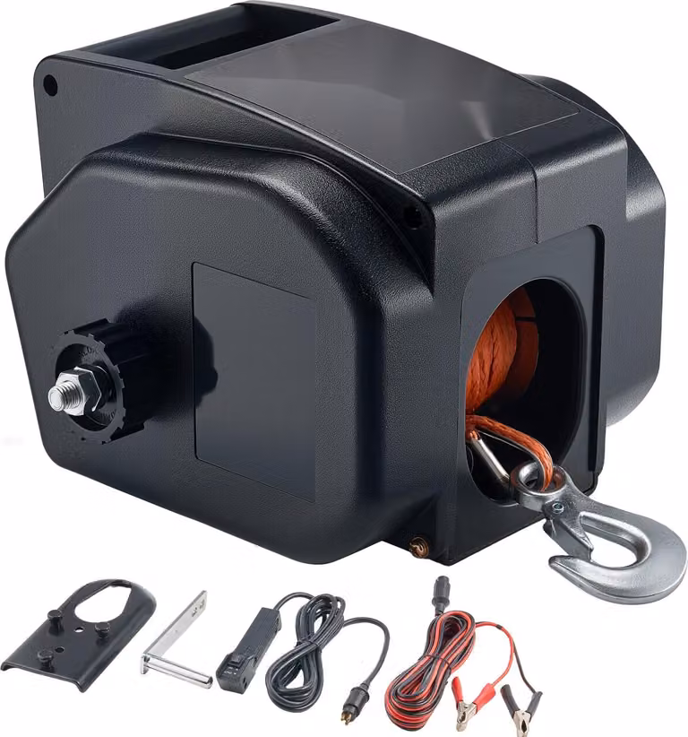 Verricello elettrico - Verricello per barche 12 V CC 300 W - Forza di trazione fino a 900 kg - Power-In/Out (avanti/indietro) e ruota libera - Telecomando con cavo - Manovella