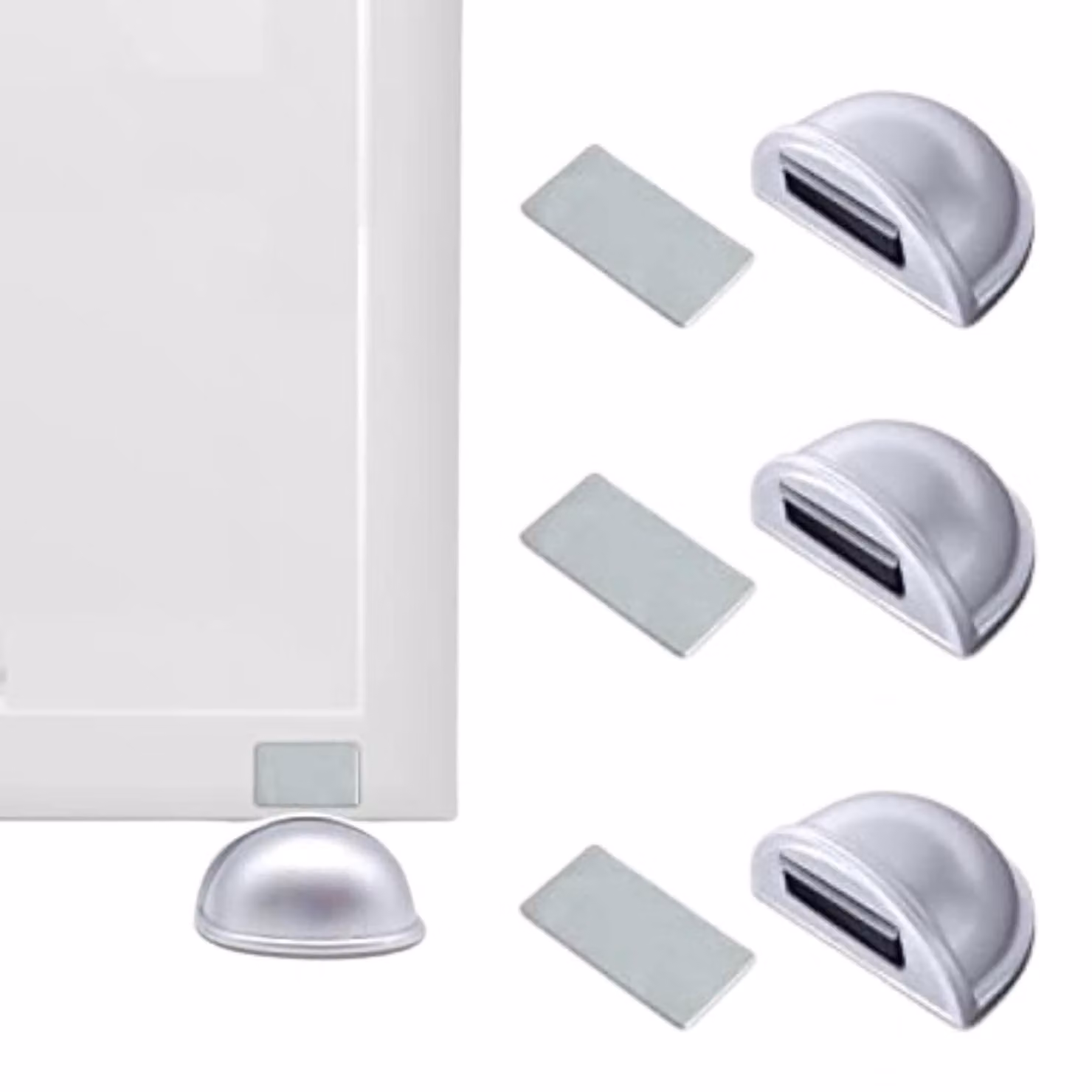 Serrature magnetiche per porte - Adesive, confezione da 4 pezzi - Bianco o argento