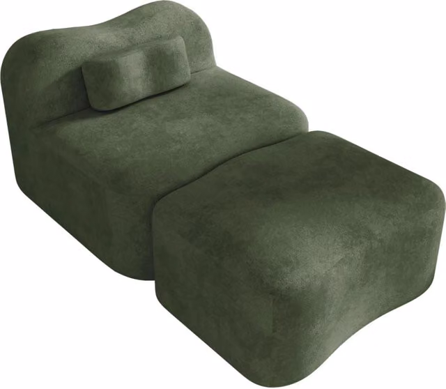 Divano modulare senza telaio con pouf, rivestimento in velluto verde e schiuma ad alta densità 32D, ideale per soggiorno, appartamento e camera da letto