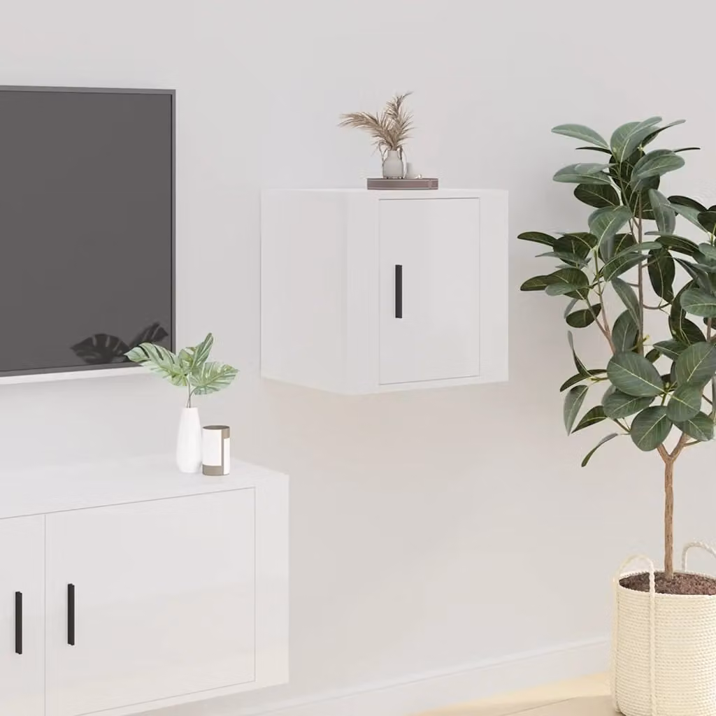 vidaXL Mobile Porta TV a Parete Bianco Lucido L 40 cm, P 34,5 cm, H 40 cm