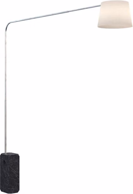 Piantana Contemporanea Corner Marmo Nero Diffusore Tessuto Bianco 1 Luce E27