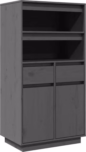Buffet credenza in legno di pino massiccio grigio per cucina e soggiorno L/P/H: 116,5 x 60 x 40 cm