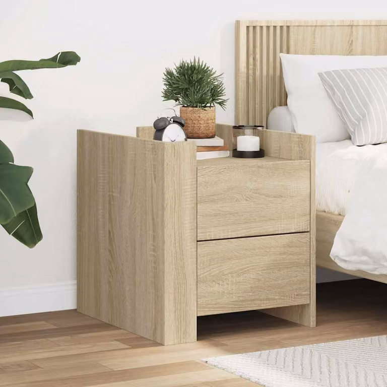 Comodino sospeso vidaXL in legno e MDF, colore beige e marrone, stile moderno per camera da letto o soggiorno, L 45 cm x P 50 cm x H 50 cm