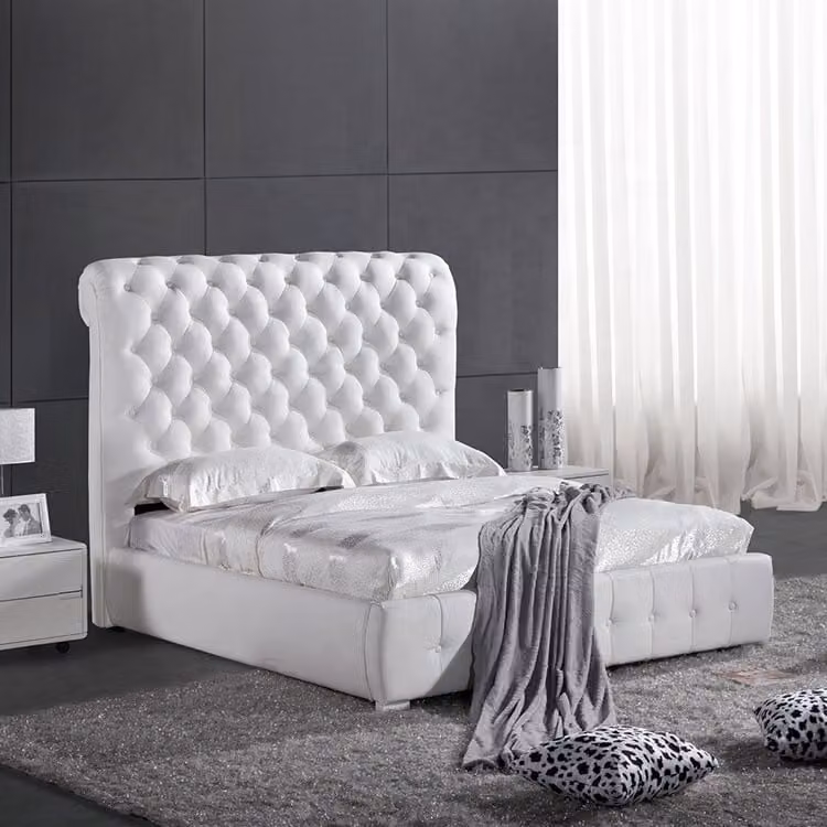 Klassisches Schlafzimmer Bett 160x 200 cm Leder Chesterfield Hotel Betten