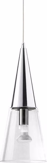 Lampada a sospensione moderna a cono IDEAL LUX in metallo cromato e vetro trasparente con attacco E14