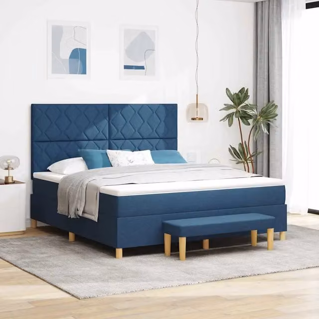 Letto moderno con testiera in tessuto blu vidaXL L/P: 180 x 200 cm – 1