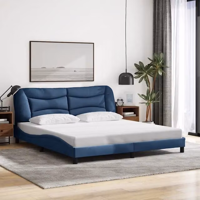 Giroletto senza materasso Hvar vidaXL in tessuto blu L/P: 180 x 200 cm