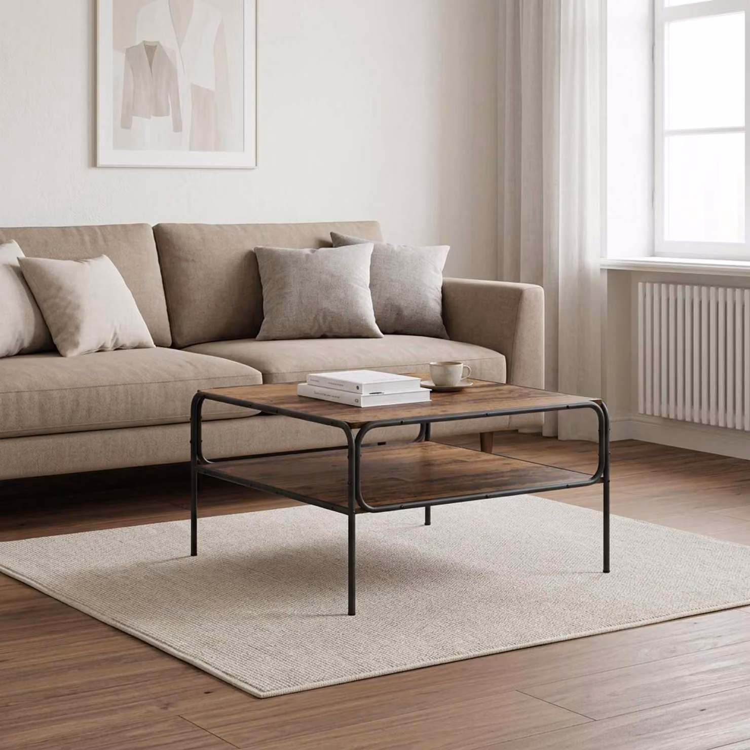 vidaXL Tavolo laterale moderno in legno marrone L: 100 cm, P: 50 cm, H: 46 cm