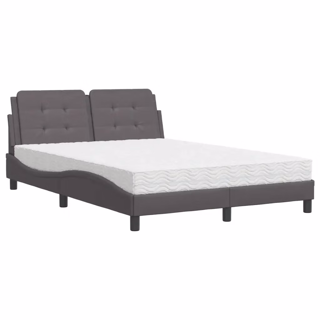 Letto con Materasso Zadar vidaXL in Similpelle Grigio e Bianco L/P/H: 120 x 200 cm – 2
