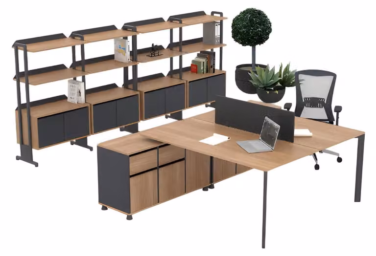 Doppelarbeitsplatz Büroschrank Kommoden Workstation Arbeitszimmer Set