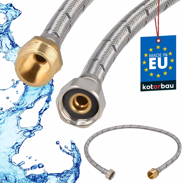 KOTARBAU® Tubo Flessibile per Rubinetto 1/2" x 1/2" Rinforzato 80cm Tubo Flessibile Rubinetto Cucina Maschio x Femmina Acciaio Inox