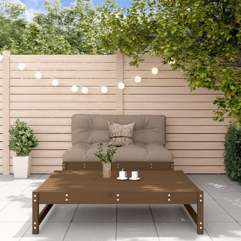 The Living Store Set da giardino 2 pezzi con cuscini in legno massiccio marrone miele