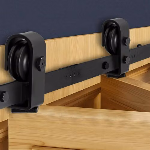 Kit di binari per porte scorrevoli pieghevoli VEVOR in acciaio inossidabile nero, lunghezza 914,4 mm, per 2 porte di armadio, dispensa o lavanderia