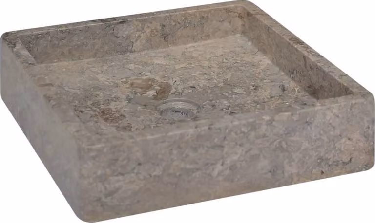 The Living Store Lavabo Grigio 40x40x10 cm Marmo