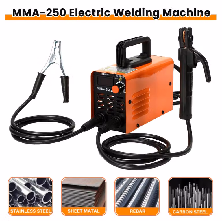 Saldatrice MMA-250 - Saldatrice ad arco inverter - Portatile - Corrente di saldatura regolabile - Compatta - Spina di tipo EU
