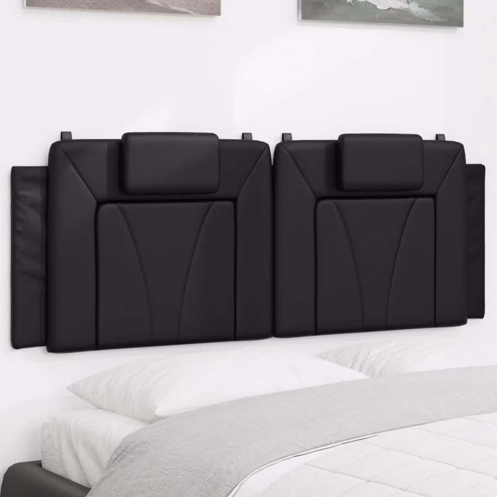 Cuscino Testiera Viana vidaXL in Similpelle Nero, Larghezza: 140 cm