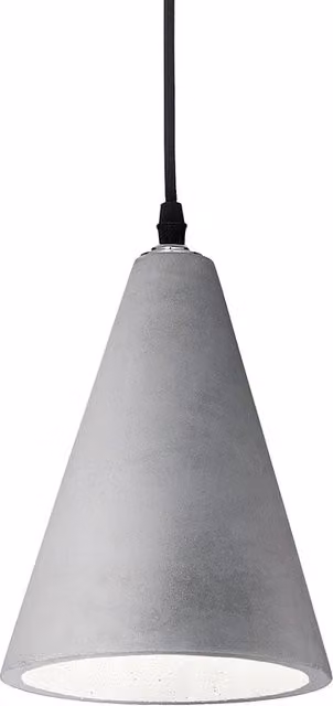 Lampada a sospensione Industrial-Minimal IDEAL LUX in metallo e cemento, colore grigio e nero, con 1 luce E27 a forma di cono
