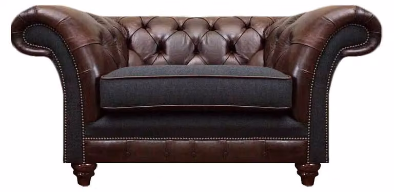 Chesterfield Braun-Grauer Sessel Wohnzimmer Einsitzer Moderne Edle Möbel