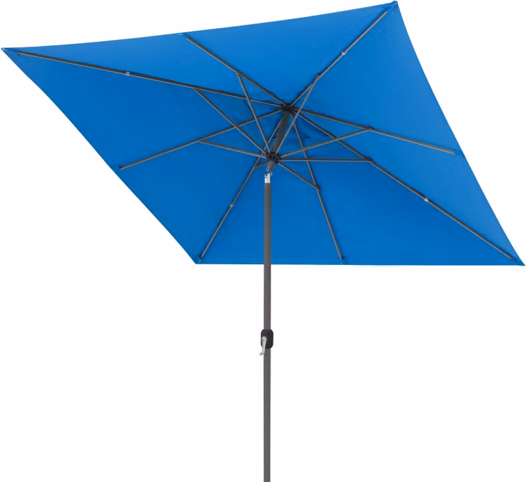 Ombrellone quadrato 3x3 metri, colore blu, per giardino o balcone, pieghevole con manovella, protezione UV, struttura color antracite