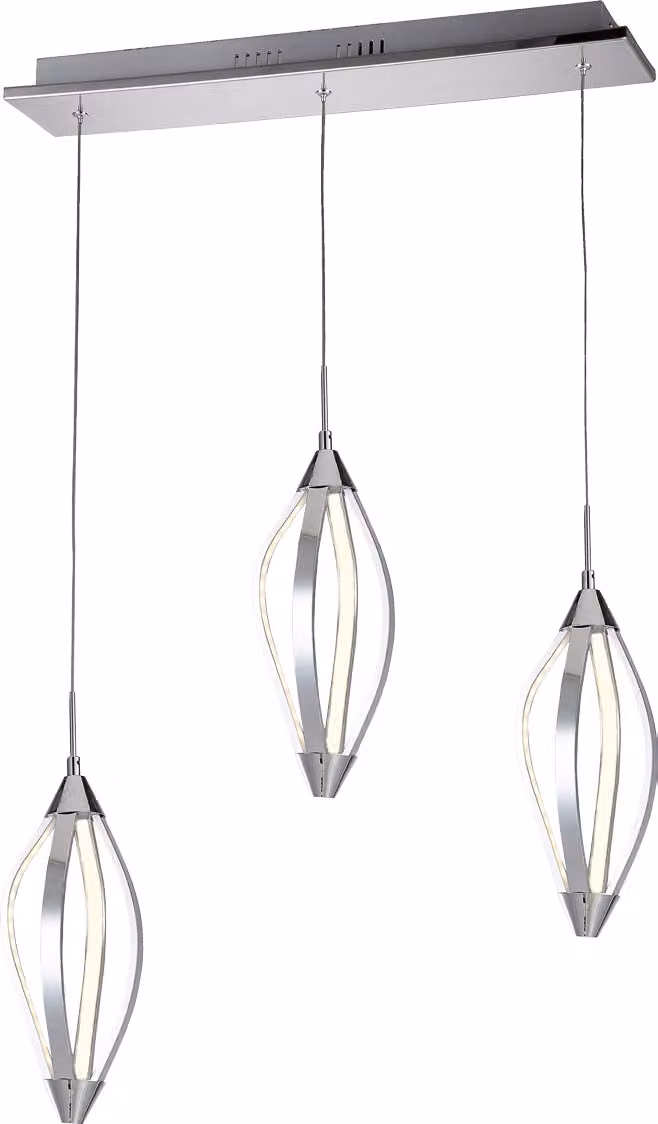 Lampada a sospensione LED SAKURA 3x13.2W, 3000K, cromo/bianco, L: 75, L: 8, H: 120 cm