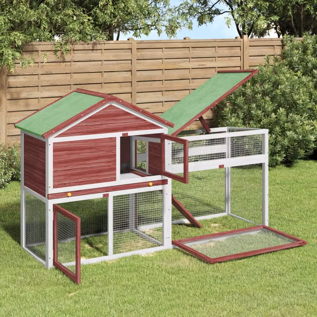 Conigliera Moka vidaXL in legno massello di pino per piccoli animali L: 185,5 cm, P: 60,5 cm, H: 109,5 cm