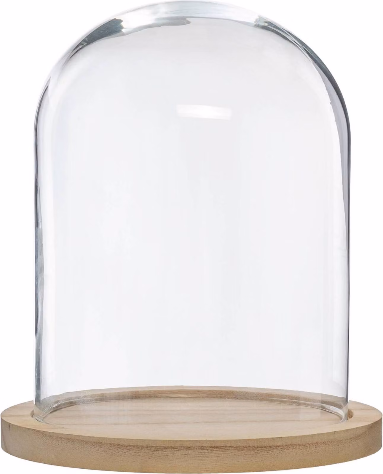 Cupola in vetro, Ø 23 cm, su base in legno