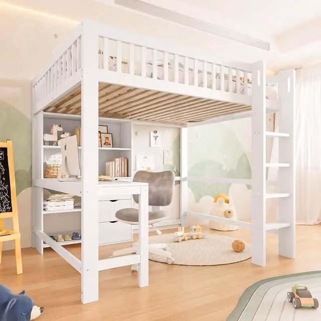 Letto a soppalco - Xylo - 140x200 cm 3 cassetti bianco